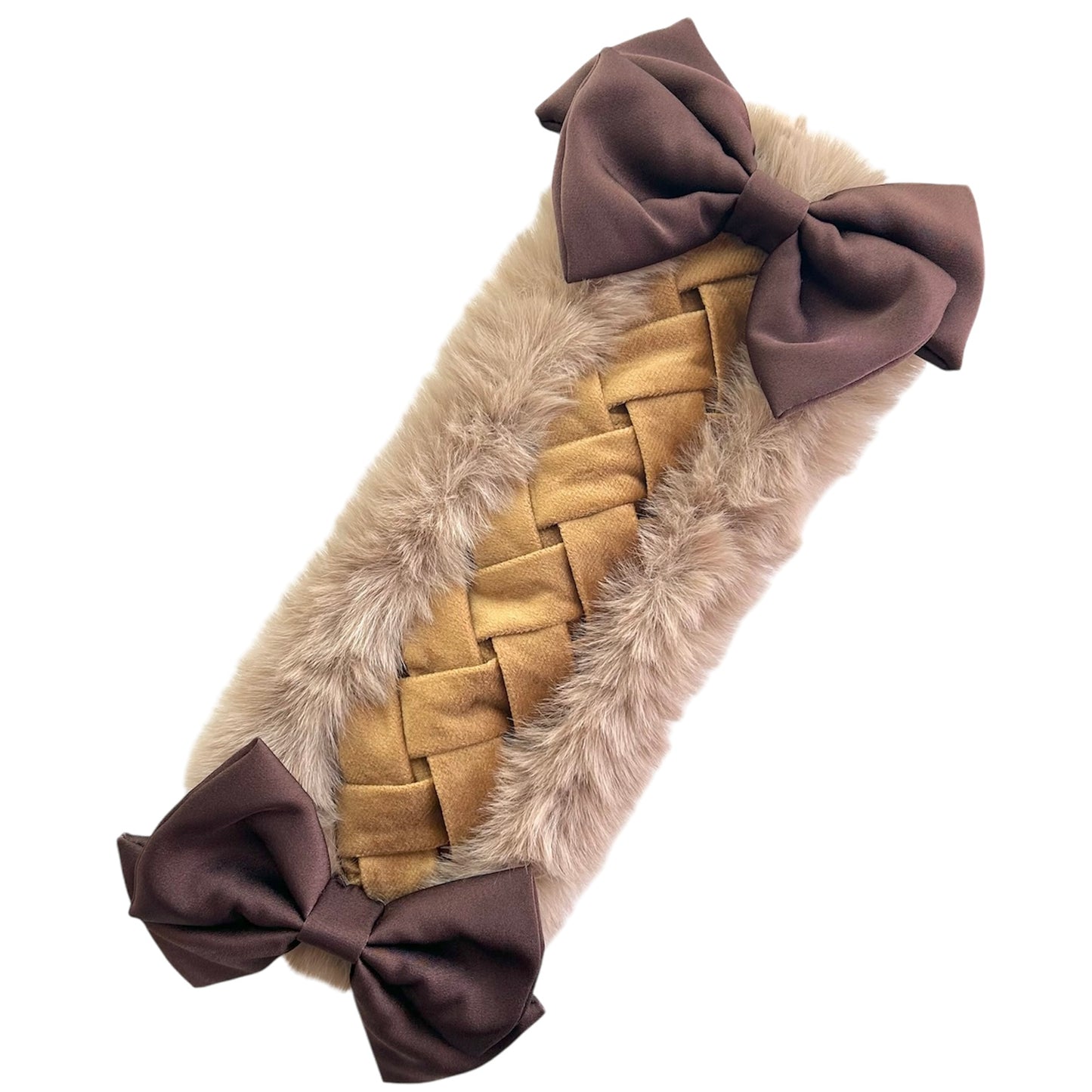 <03024>Headdress: Velveteen fabric with eco fur (Caramel brown)