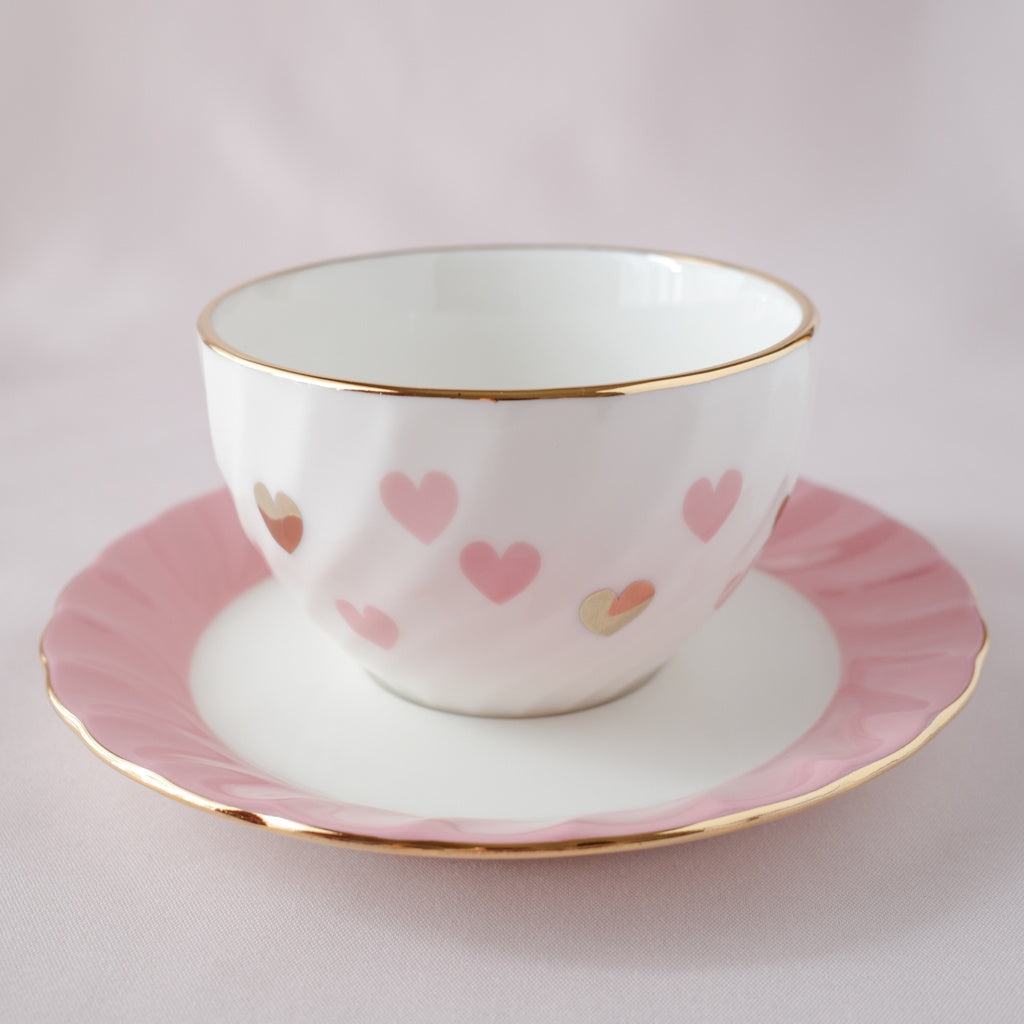 <10011>Heart Teacup & Saucer Set(pink)