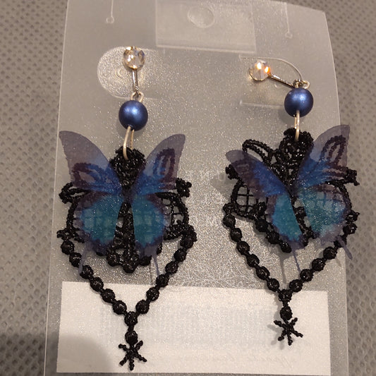 <21037>butterfly clip-on earrings B