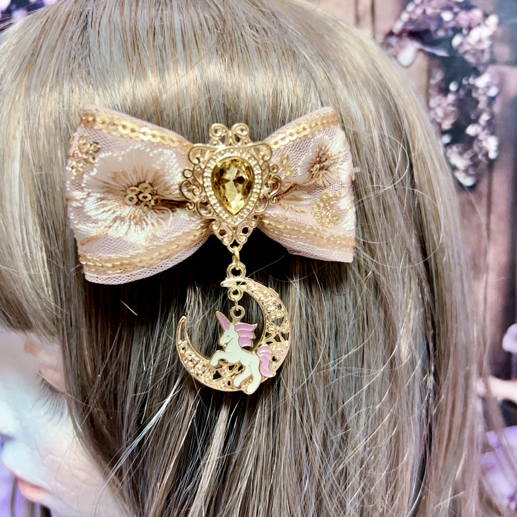 <30022>ribbon＆key hair clip(pink moon)