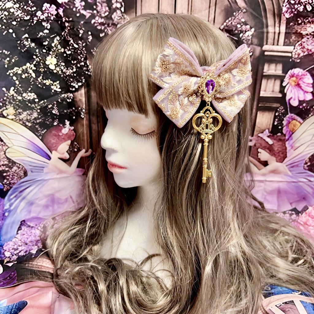 <30043>ribbon＆key hair clip(lavender)A