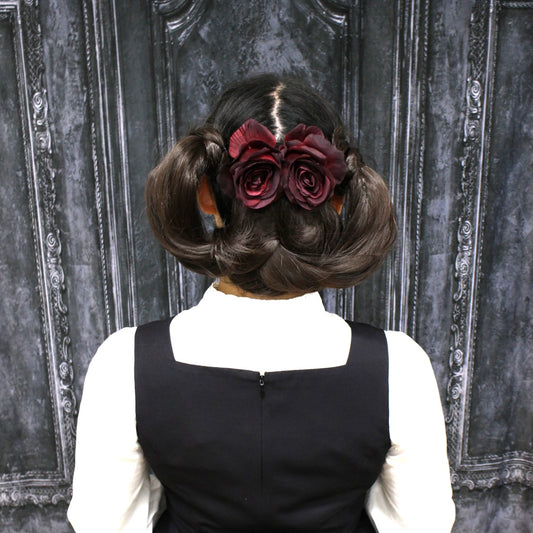 <11043>Red Rose Evening Hair Comb