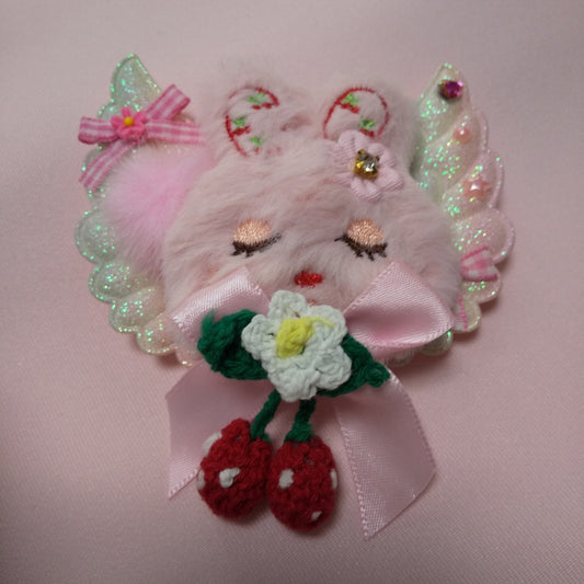 <35050>Angel rabbit brooch (pink)