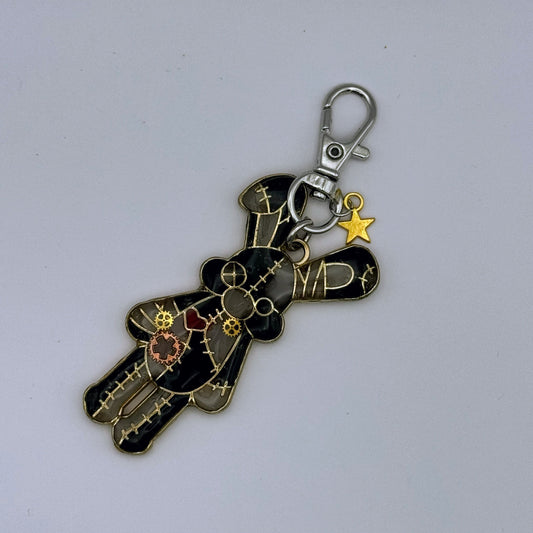 <18119>Patched rabbit keychain (black)