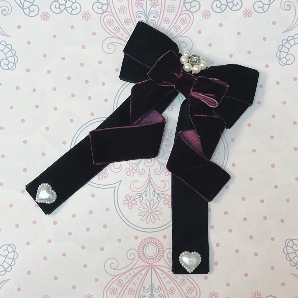 <13005>Pretentious lady's hair clip（Purplish-red×Black Diamond）