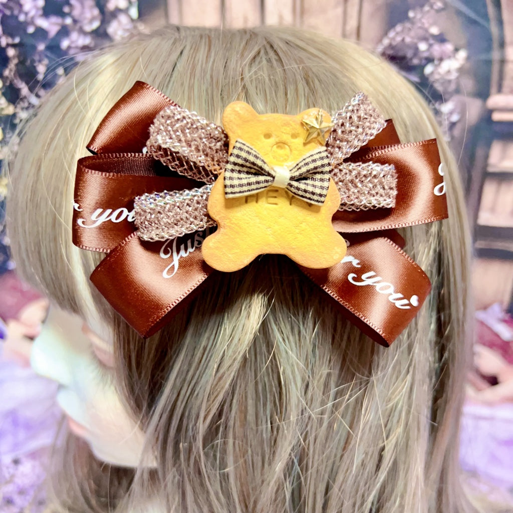 <30016>cookie bear hair clip broach