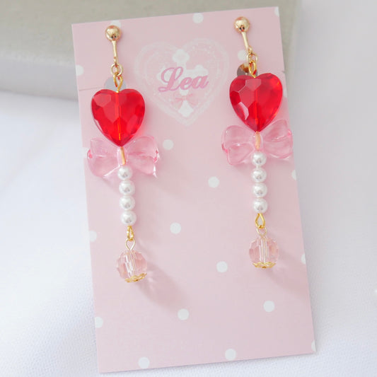 <15025>Fairy princess magic stick earrings (red)