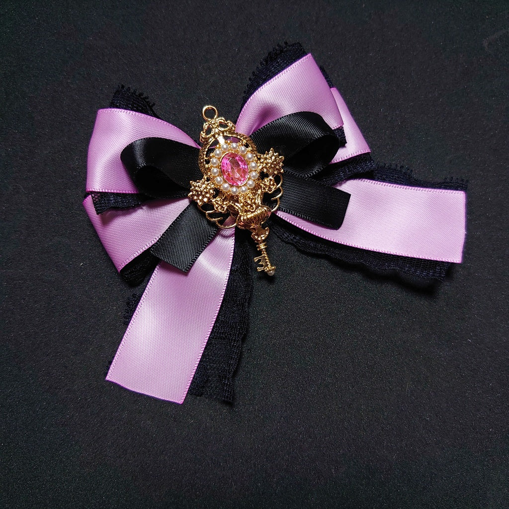 <02013>Magical Girl Ribbon Necklace (Black x Pink)