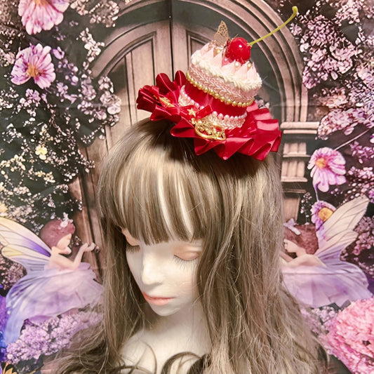 <30013>RED cake hat(Cherry)