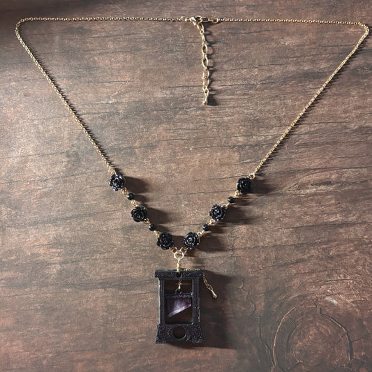 <24012>Guillotine Necklace (black rose)