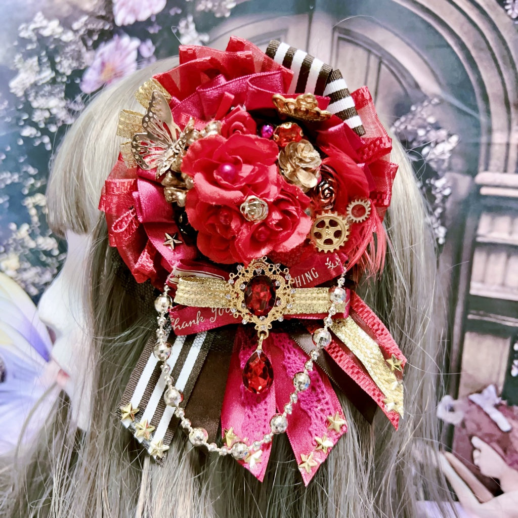 <30049>Red rosette headdress