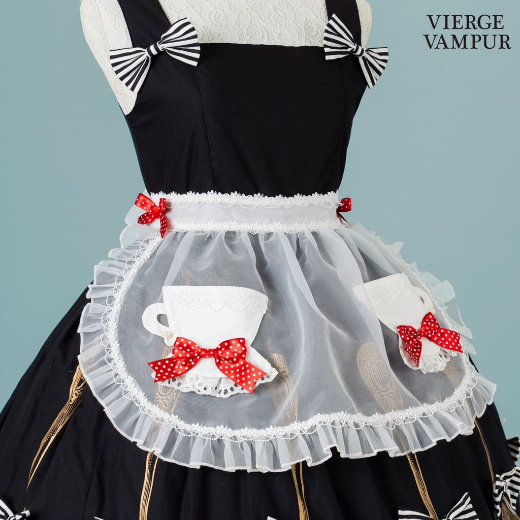 <31010>Tea Cup Apron<br> (red)