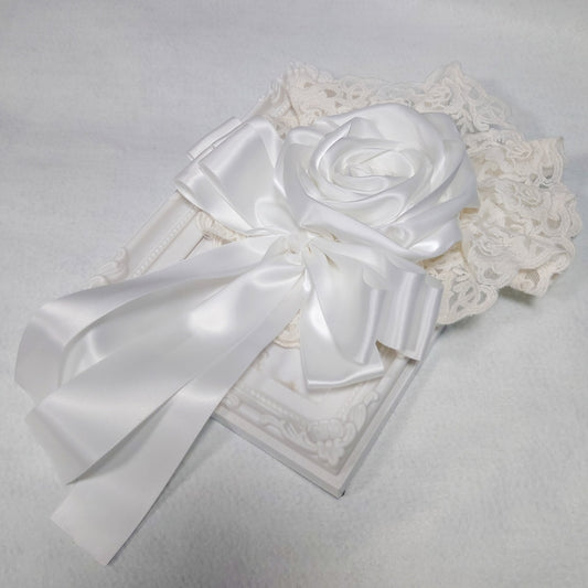 <02023>Large rose headdress (white)