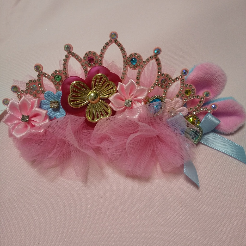 <35018>Tiara hair clip (light blue ＆ pink)