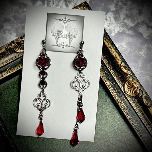 <01023>elegant asymmetry earring(red)