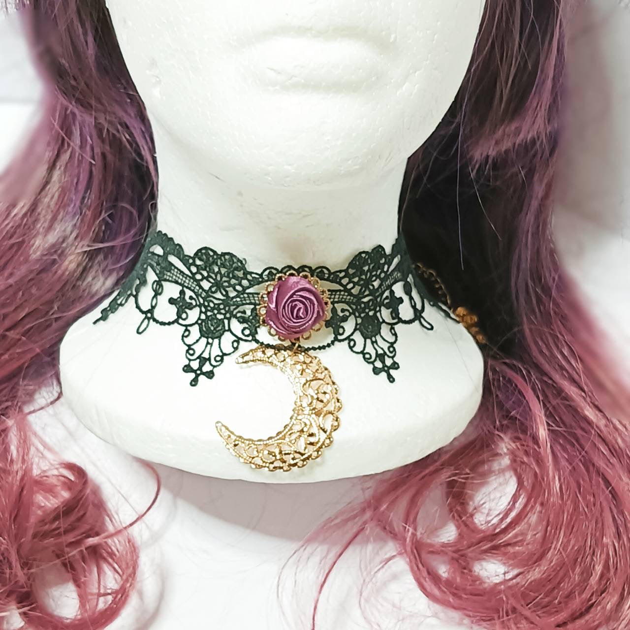 <09003>Mini rose lace choker(purple)