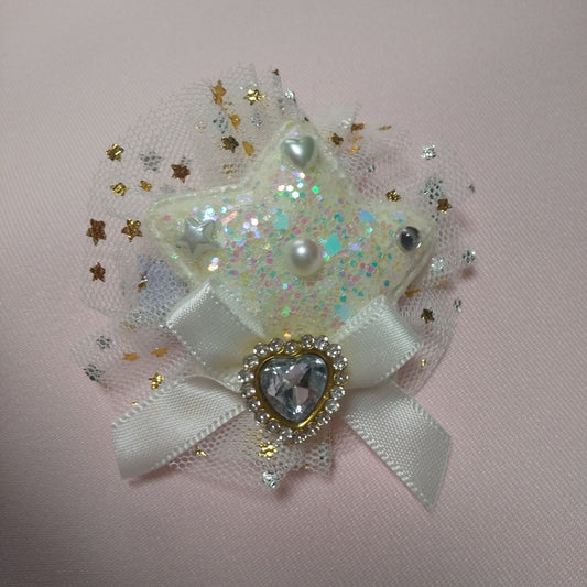 <35074>Twinkle little star hair clip (white ribbon)2