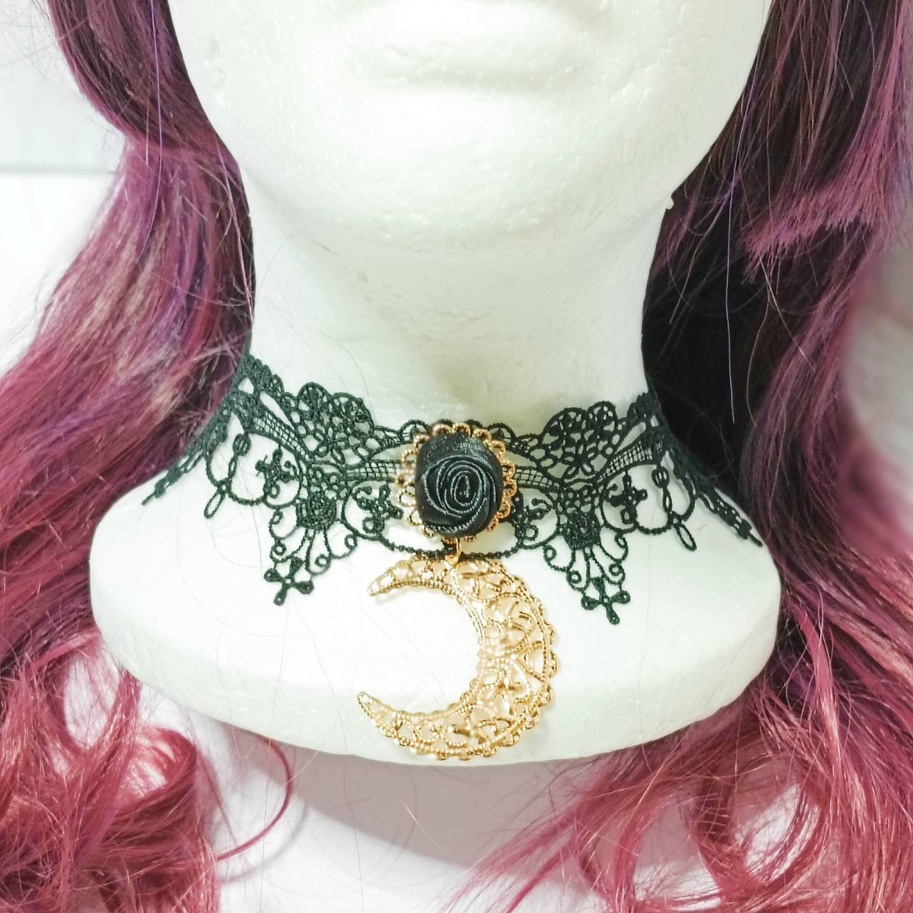 <09004>Mini rose lace choker(black)