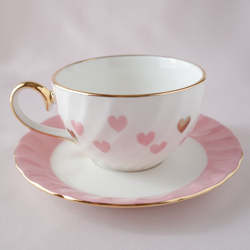 <10011>Heart Teacup & Saucer Set(pink)