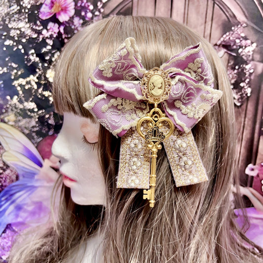 <30044>ribbon＆key hair clip(lavender)B