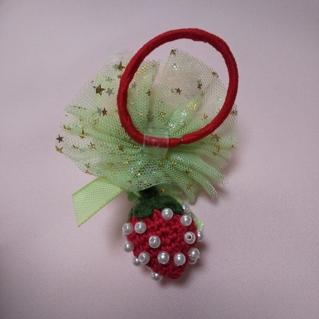 <35034>Rabbit strawberry hair tie (yellow green)