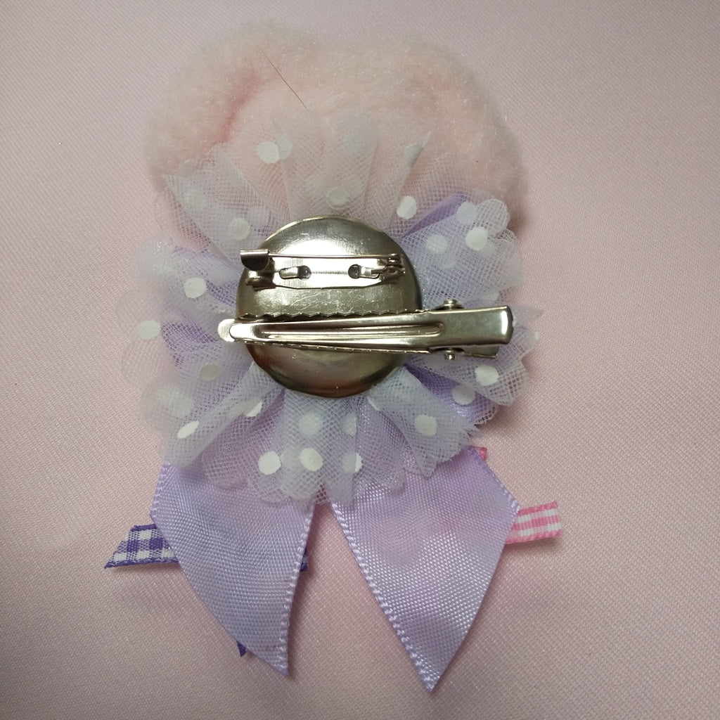 <35042>Lop-eared dog brooch (pink ＆ purple)