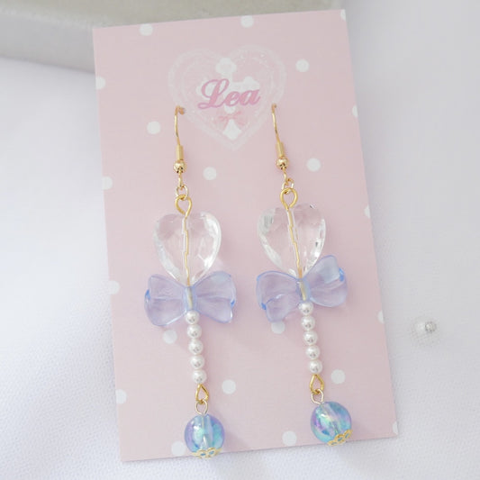 <15031>Fairy princess magic stick pierced earrings (blue)