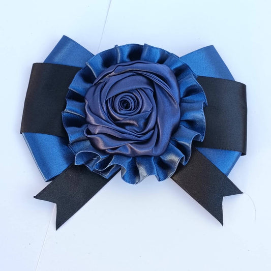 <09019>Rosette style brooch(dark blue)