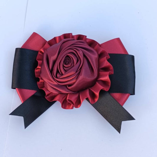 <09018>Rosette style brooch(dark red)