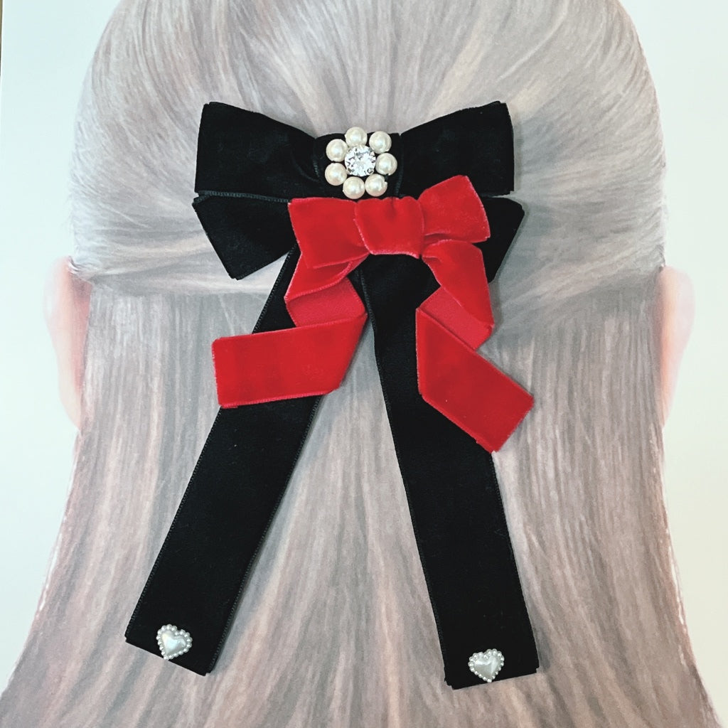 <13002>Pretentious lady's hair clip（Red×Crystal）