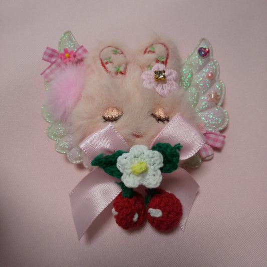 <35049>Angel rabbit brooch (salmon pink)