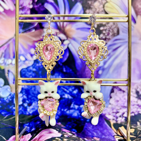 <30036>earring(cat-pink)A