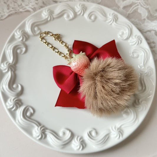 <25064>Bag charm Brown Fur