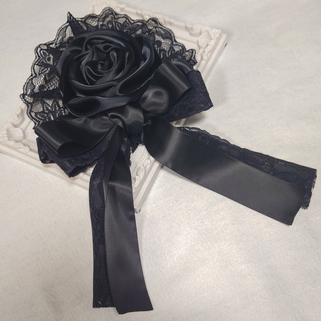 <02021>Large rose headdress (black)