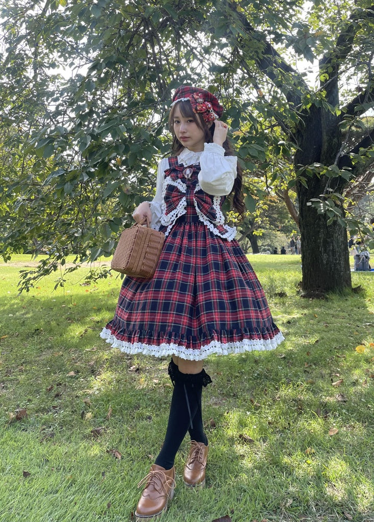 <32001>Tartan check Lolita"Red set