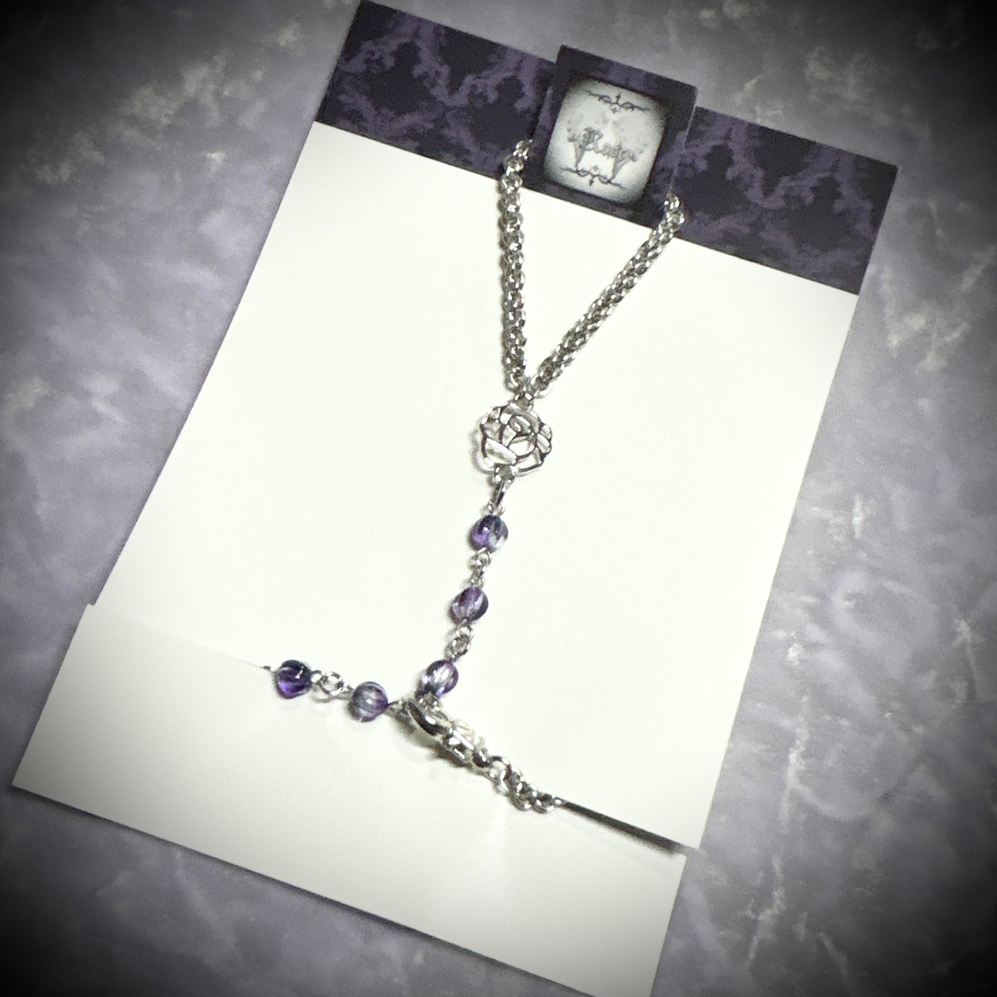 <01048>hand chain/silver rose