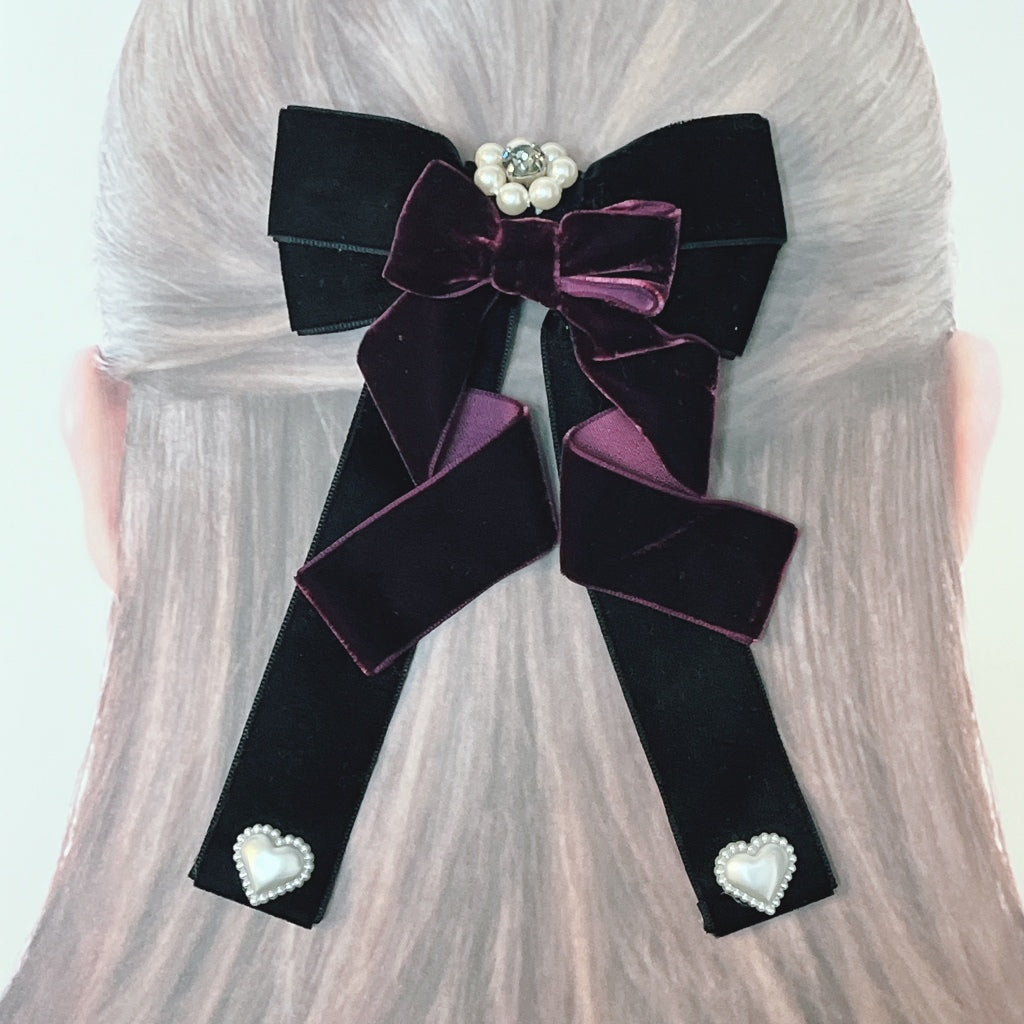 <13005>Pretentious lady's hair clip（Purplish-red×Black Diamond）