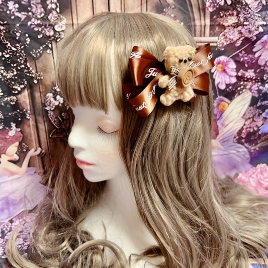 <30017>chocolate bear hair clip A