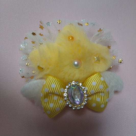 <35080>Fluffy star hair clip (white)