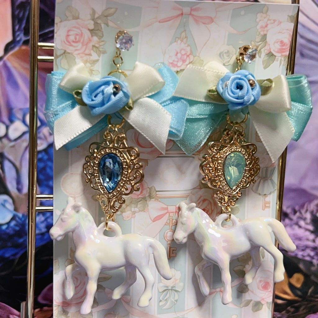 <30032>earring(unicorn-Blue Green)