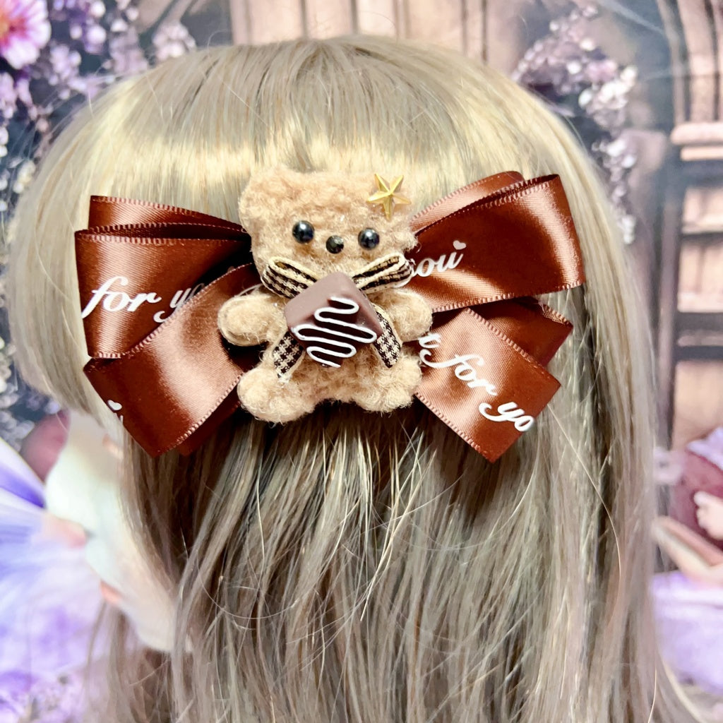 <30026>chocolate bear hair clip B