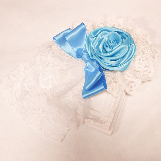 <02025>Large rose headdress (light blue)