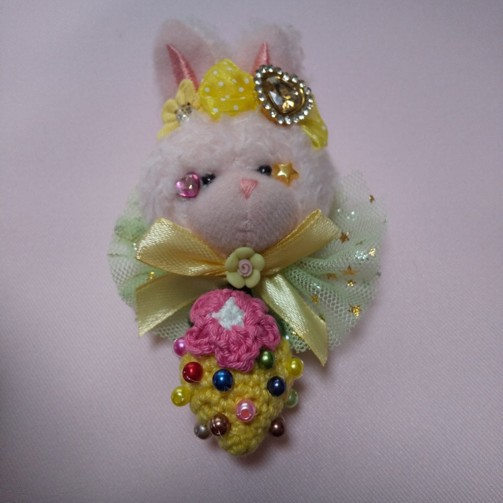 <35036>Rabbit strawberry hair tie (yellow)