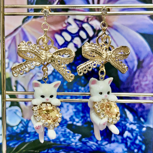 <30037>earring(cat-gold)