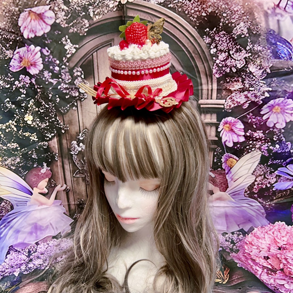 <30025>RED strawberry cake hat