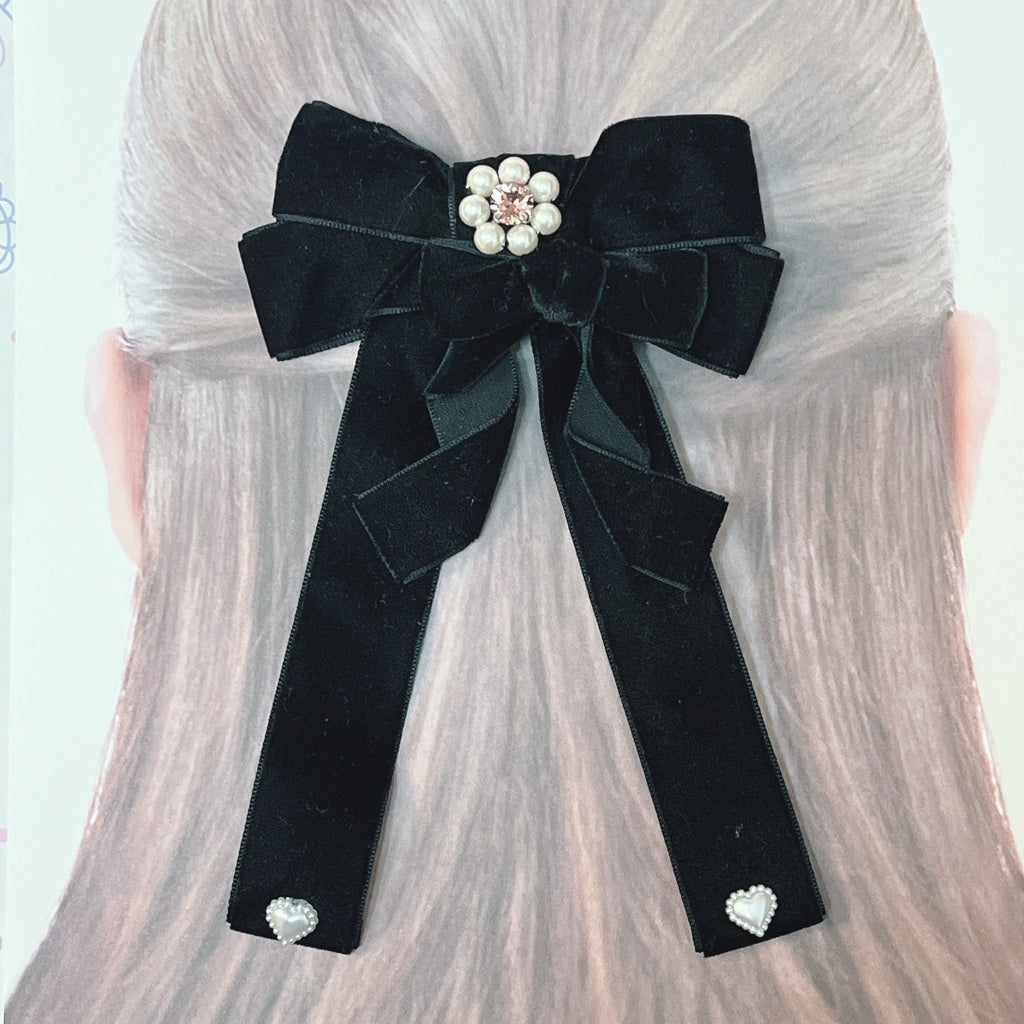 <13001>Pretentious lady's hair clip（Black×Brush Rose）