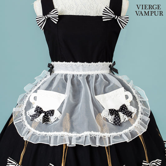 <31009>Tea Cup Apron<br> (black)