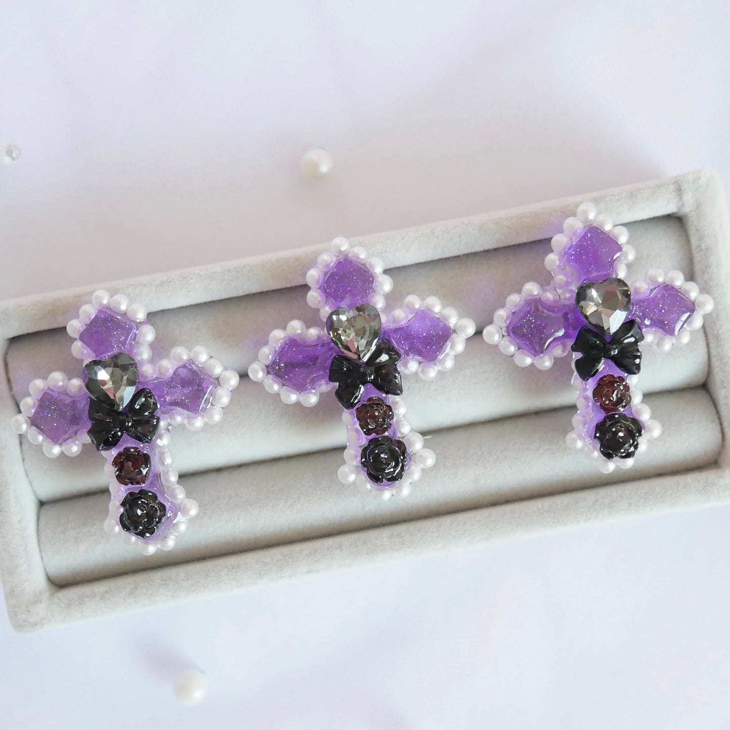 ＜15-003＞Cross ring (purple×black)