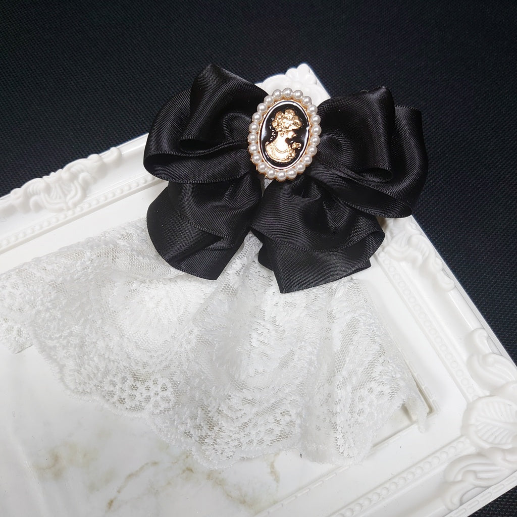 <02042>Ribbon Jabot (Black＆White)