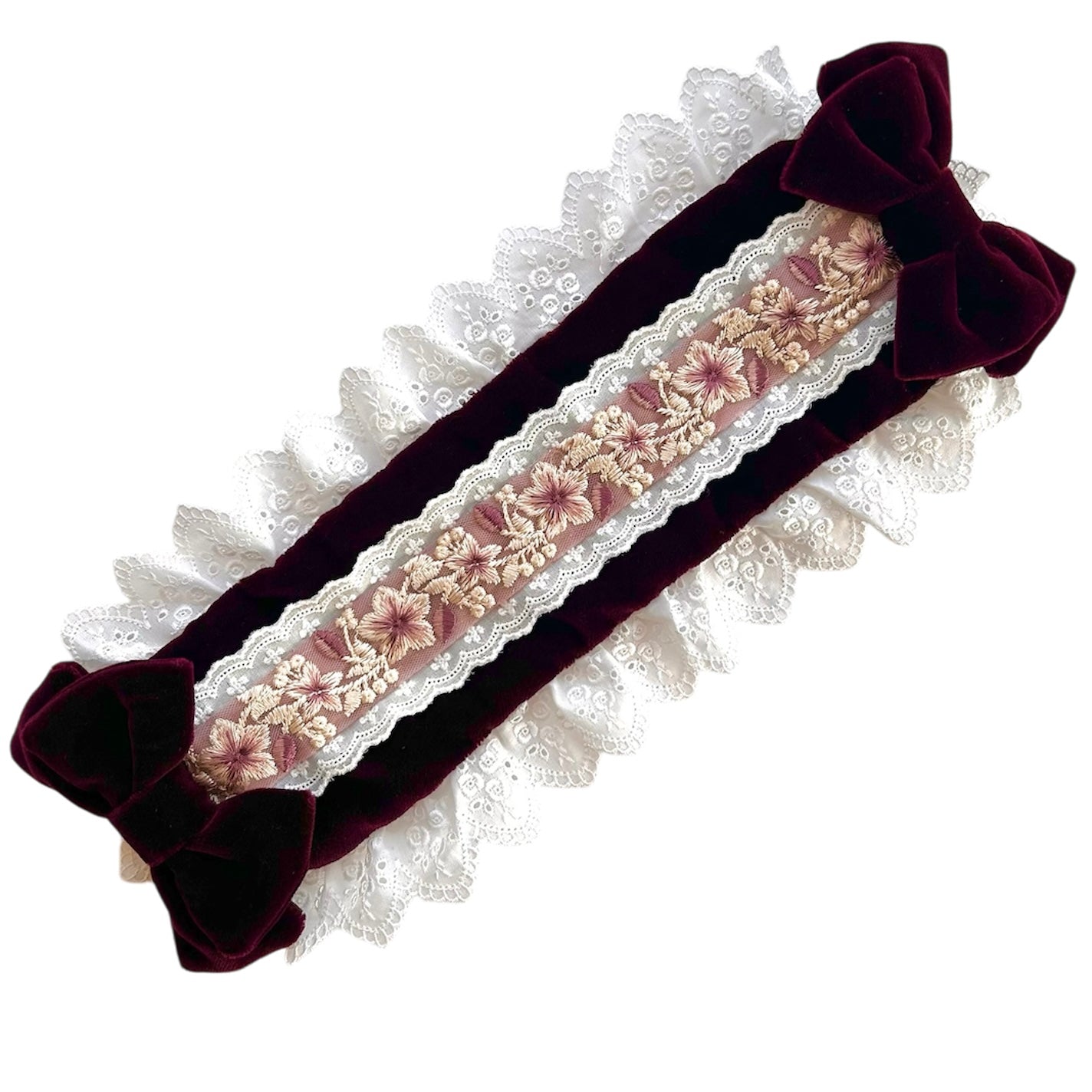 <03023>Headdress: Velvet fabric (Bordeaux)